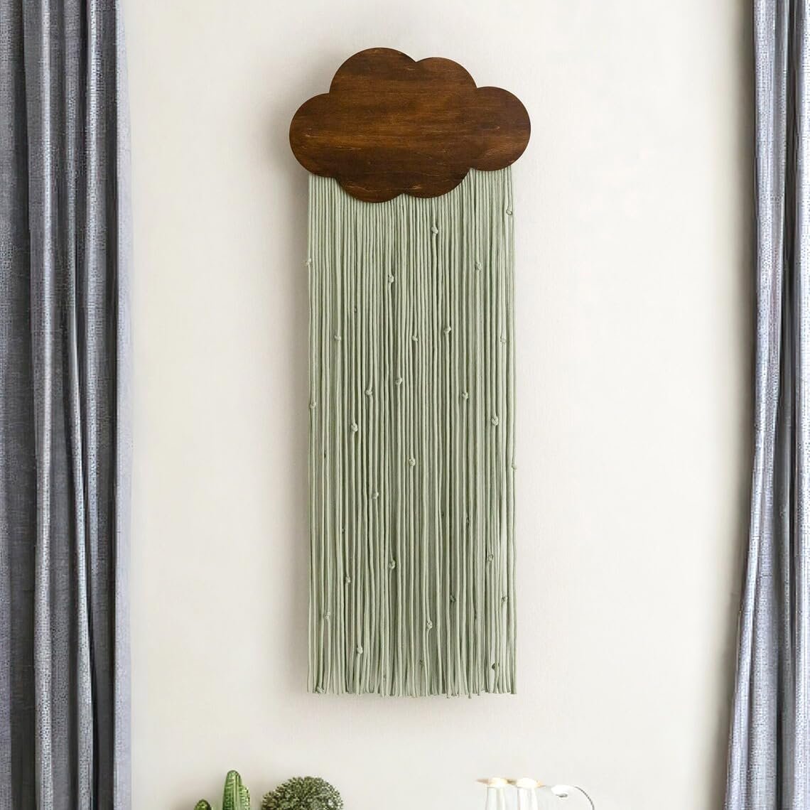 Cloud Pattern Woven Wall Hanging Green