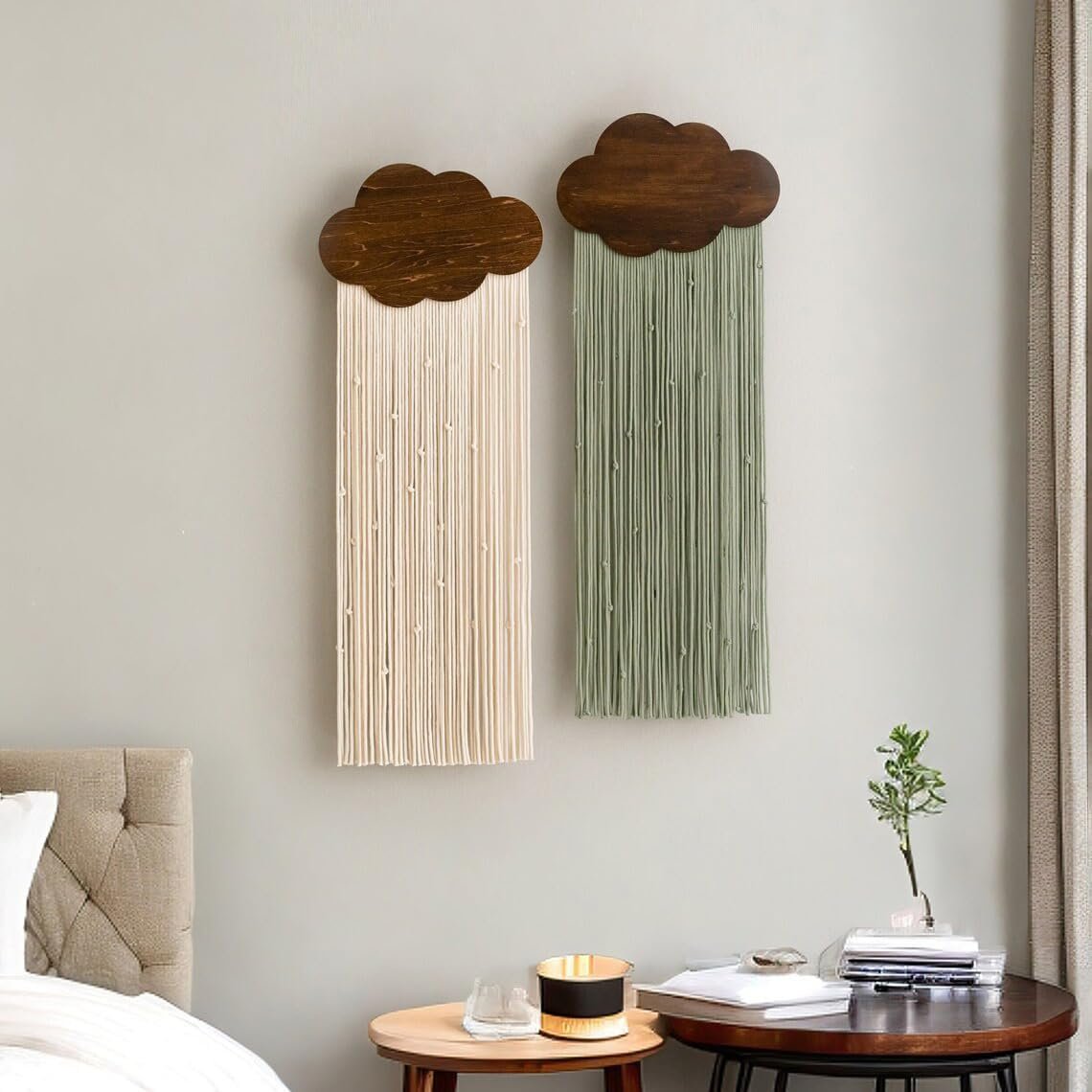 Cloud Pattern Woven Wall Hanging Green - Image 2