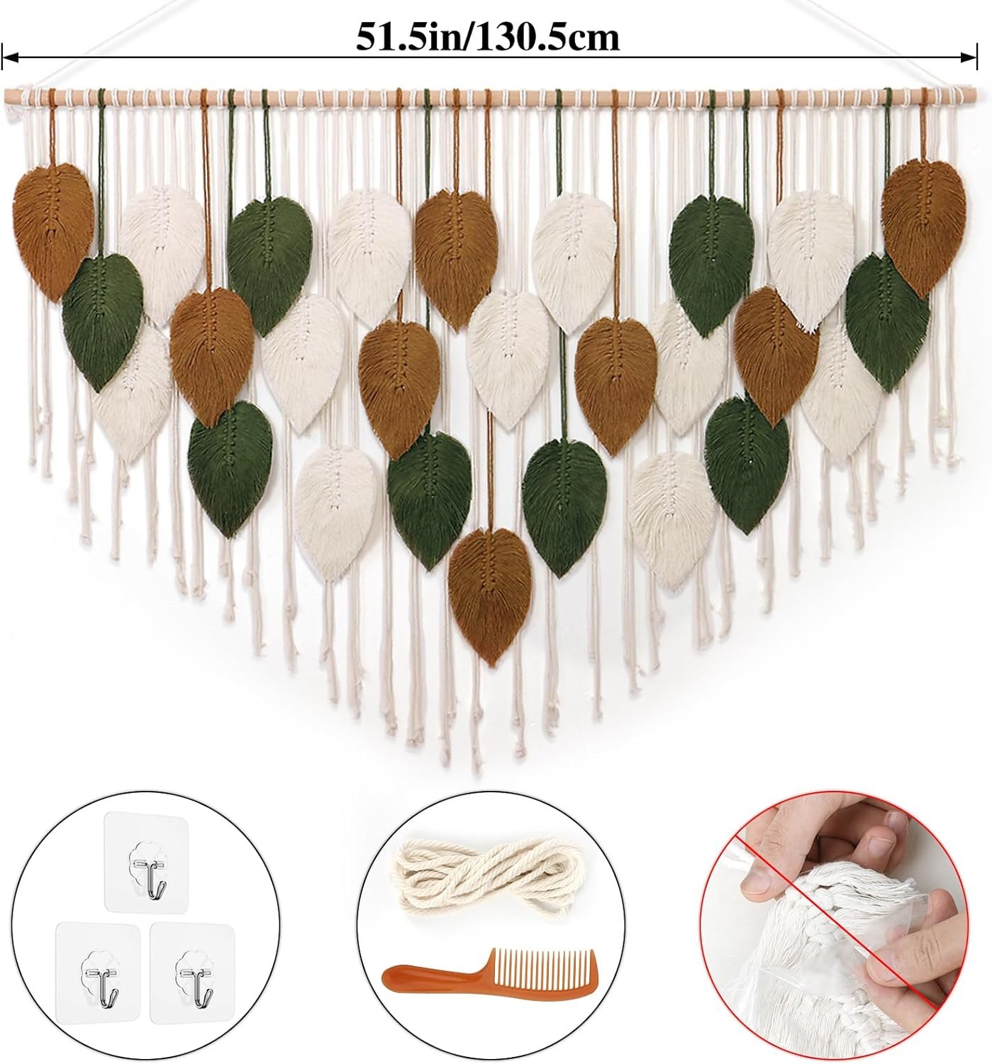 Large Leaf Woven Wall Hanging Decor - Image 2