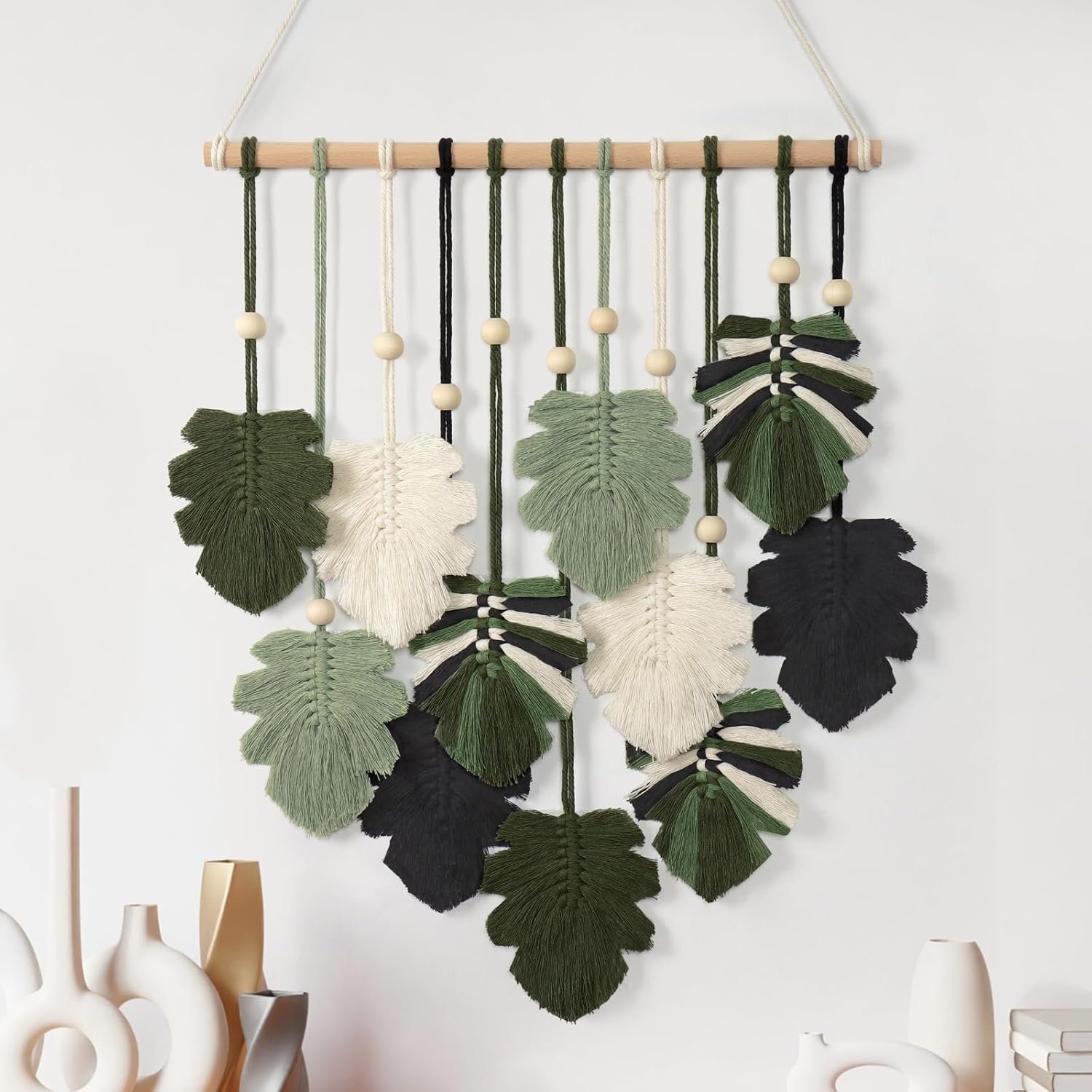 Leaf Pattern Woven Wall Hanging Decor
