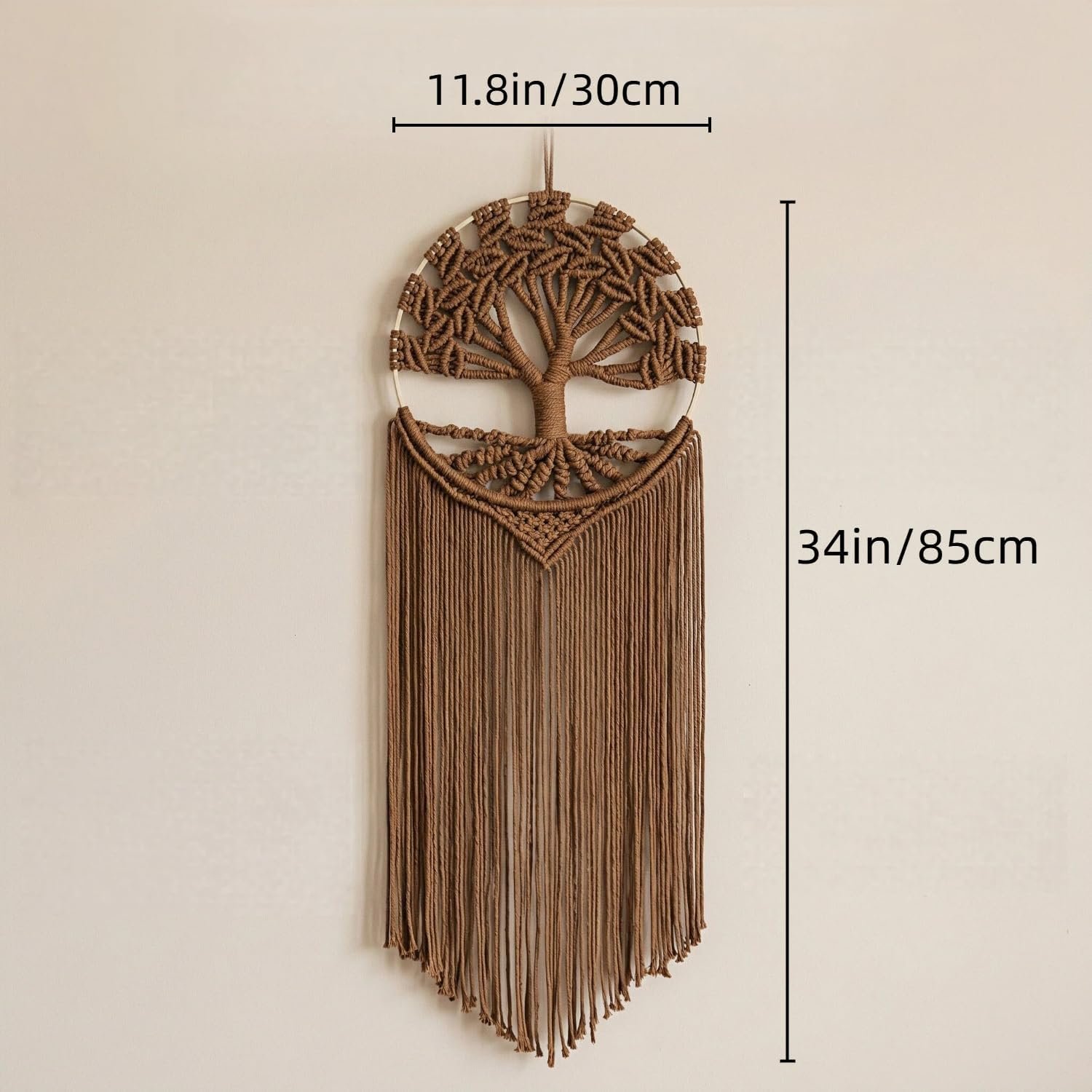 Tree Pattern Woven Wall Hanging Brown - Image 2