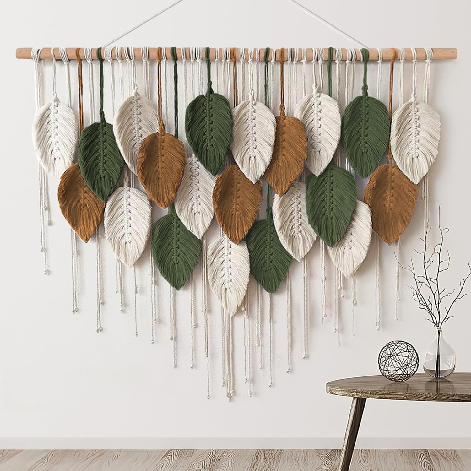 Large Leaf Pattern Woven Wall Hanging Decor