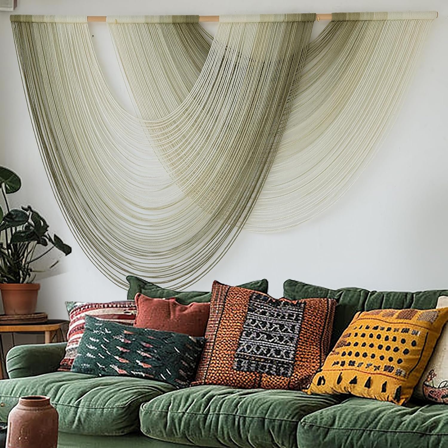 Ombre Green Woven Wall Hanging Decor - Image 2
