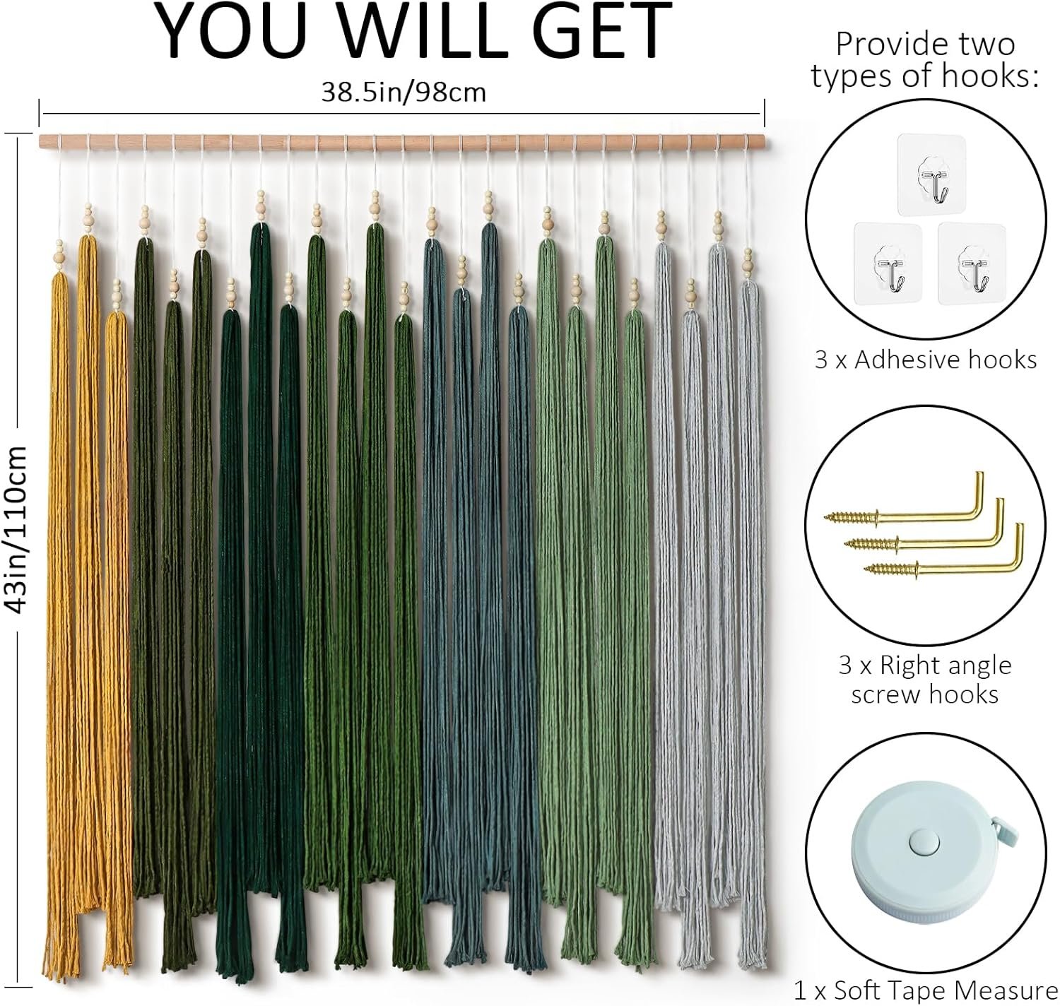 Green Tassel Wall Hanging Decor - Image 2