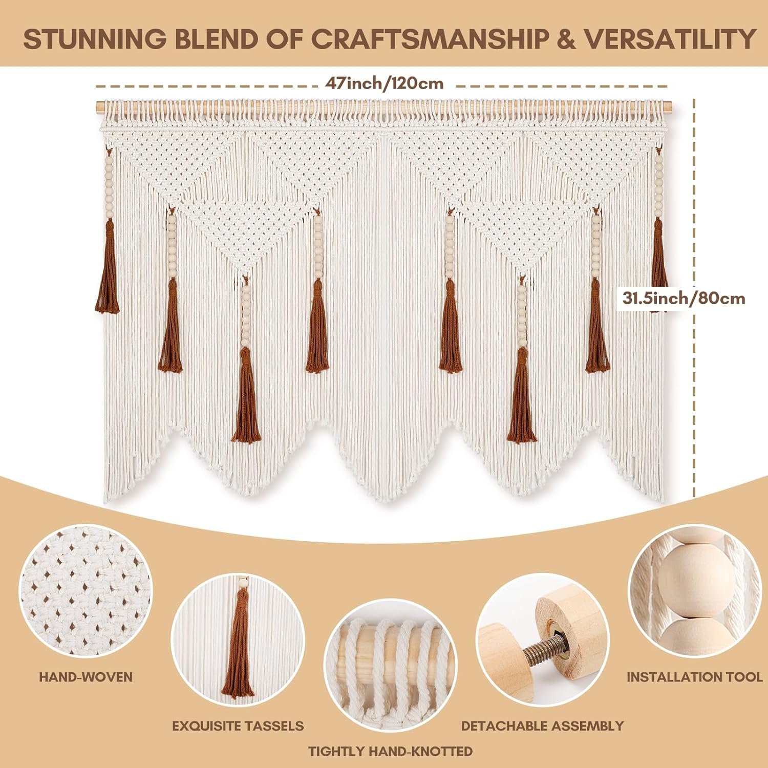 Large Woven Wall Hanging With Tassels - Image 2