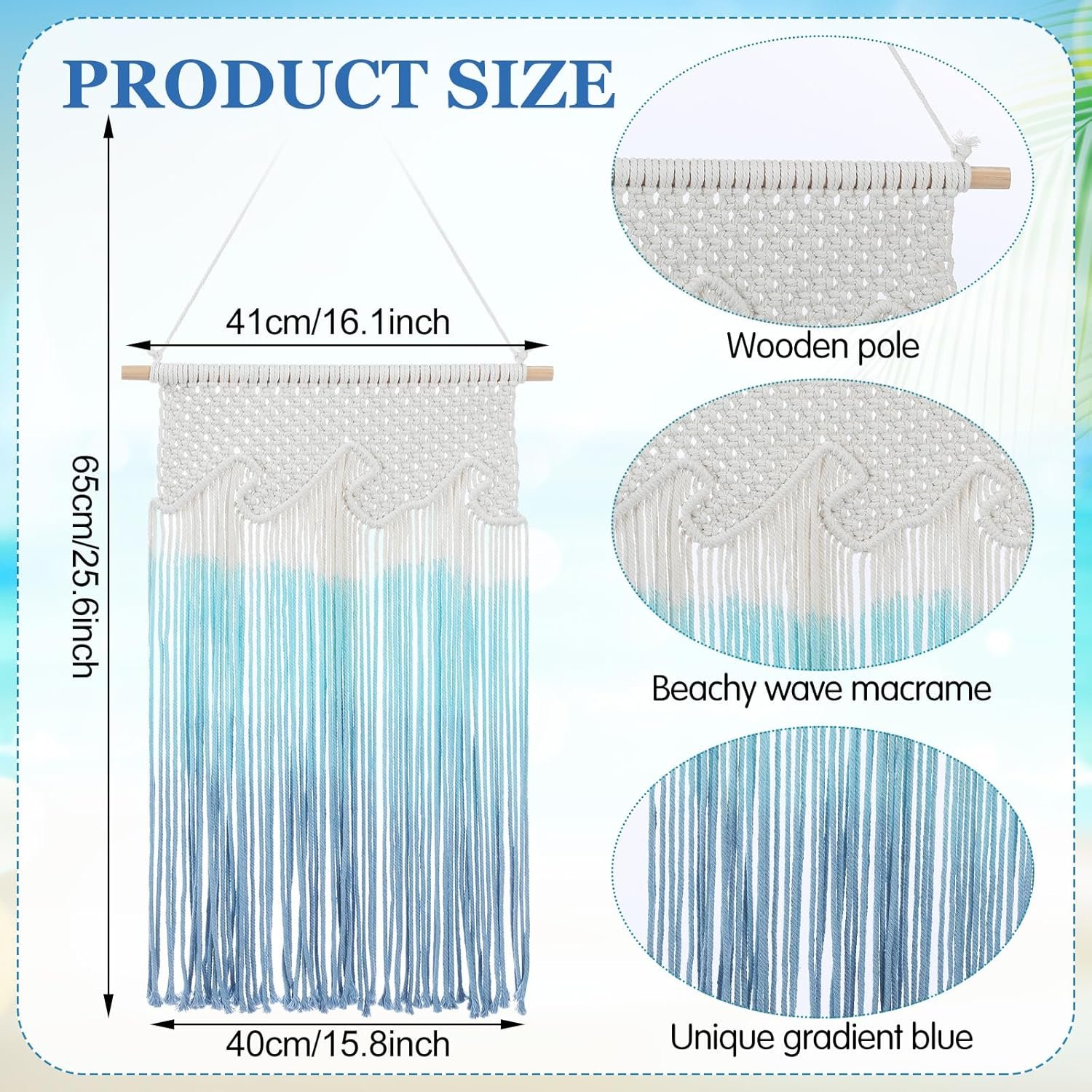 Ocean Wave Tassel Wall Hanging Decor - Image 2