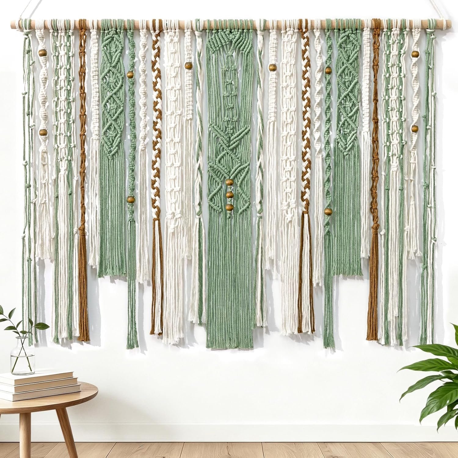Large Woven Wall Hanging Decor Beige